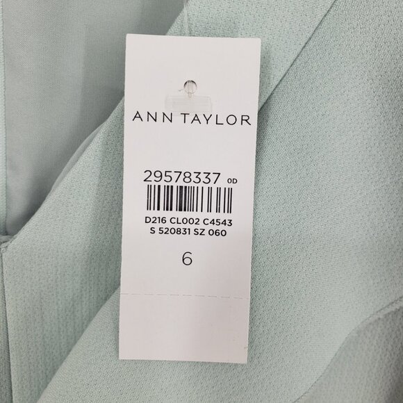 Ann Taylor Ruffle Trim Sheath Dress 6 Womens Sleeveless Light Mint Green NEW - Picture 5 of 13